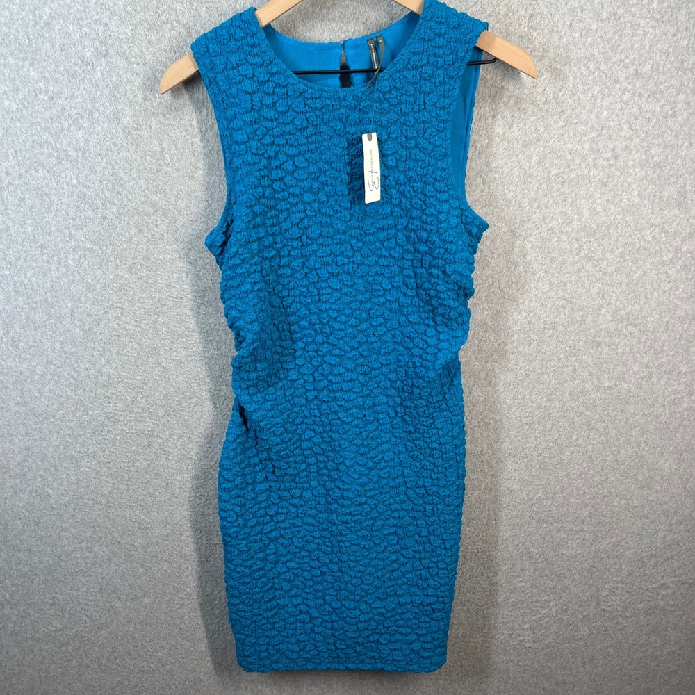 Anthropologie Teal Blue Textured Mini Dress